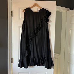 & Other Stories black satin sleeveless ruffle dress size 12